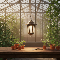 Luminaire suspendu d'extérieur P615 en verre avec boîtier en plastique IP44, noir, très vendu, pour jardin