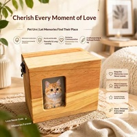 Urne commémorative en bois massif pour animaux de compagnie, boîte à souvenirs avec cadre photo, pour cendres de chat et de chien, vente en gros