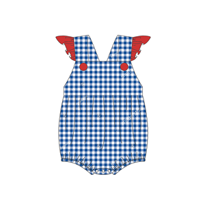 Conjuntos de <span class=keywords><strong>Ropa</strong></span> para Bebés Niñas con Rayas Azules y Rojas, de Algodón Seersucker, Monogramados, sin Mangas, para Verano, con Pantalones Bombachos - Product Image 6