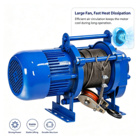 Palans électriques bleus à câble en acier, type tambour, fixation fixe pour les opérations de levage et de hisse sur les chantiers de construction, dans les mines et au port