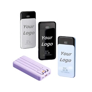 Custom Logo Portable 10000mAh Power Bank with LED Display Charger Power Banks Station Power Banks 4 Charging Cables for Phone