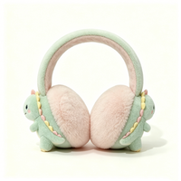 Cache-oreilles d'hiver en peluche dinosaure personnalisés pour enfants, cache-oreilles mignons en forme de dinosaure de dessin animé, cache-oreilles en peluche moelleux dinosaure