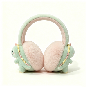 Custom Kids Dinosaur Plush Winter Earmuffs, Cute Cartoon Dinosaur Ear Warmers, Earmuffs Fluffy Plush Dino - Product Image 2