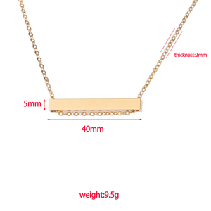 <span class=keywords><strong>Collana</strong></span> in acciaio inossidabile <span class=keywords><strong>con</strong></span> Logo inciso rettangolo 18K placcato oro placcato in bianco verticale 3D Bar <span class=keywords><strong>collana</strong></span> pendente - Product Image 3