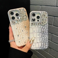 Top pour IPhone 13pro couverture de téléphone portable de haute qualité Crocodile en cuir Pu diamant Bling paillettes concepteur coque de téléphone de luxe
