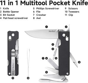 Coltello Pieghevole NexTool Knight K30 con Blocco Asse, Lama Tanto, 11-in-1, EDC, per Campeggio, Escursionismo, Sopravvivenza, Manico G10, Acciaio 14C28N - Product Image 5