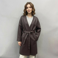Jancoco Neuerscheinung Glatter Matter Wickel-V-Ausschnitt-Mantel Damen Echtleder-Trenchcoat für Frühling und Herbst