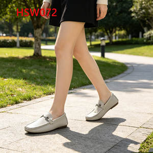 HY, Park Walking Mocassins faits main à bout large en cuir gaufré blanc pur, qualité <span class=keywords><strong>marché</strong></span> espagnol, style Penny délicat HSW072 - Product Image 4