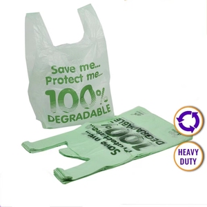 Wholesale Biodegradable HDPE T-Shirt <b>Bags</b> with Vest Handle for Supermarket and Household Use ISO Certified - Product Image 4