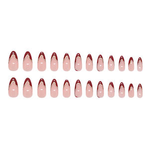 Vente chaude 24 pièces/boîte fille faux ongles presse sur <span class=keywords><strong>les</strong></span> ongles des doigts français moyen amande 3D conceptions artificielles ongles conseils Abs <span class=keywords><strong>manucure</strong></span> - Product Image 4