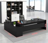 Bureau de direction moderne noir en forme de L pour PDG, directeur, président - Mobilier de bureau commercial