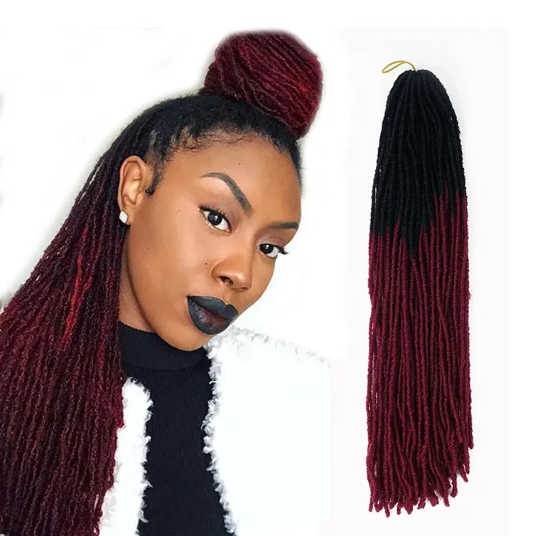 18 pulgadas hermana Locs diosa Locs completo hecho a mano rastas extensión 26 hilos Ombre Rubio Micro DE locs trenzas de Crochet