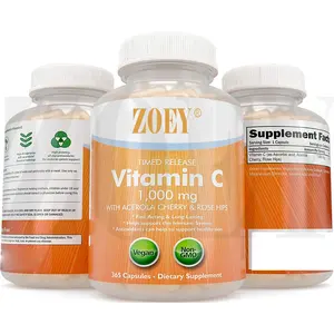<strong>Vitamin</strong> <strong>C</strong> 1000mg 365 Capsules Release With Ascorbic Acid Rosehip and <strong>Acerola</strong> Cherry Bioflavonoid Immune System Booster,Skin,Nail - Product Image 1