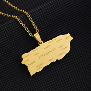 Collar <span class=keywords><strong>de</strong></span> acero inoxidable Chapado en PVD <span class=keywords><strong>para</strong></span> mujer, <span class=keywords><strong>de</strong></span> <span class=keywords><strong>oro</strong></span> <span class=keywords><strong>de</strong></span> 18K, <span class=keywords><strong>de</strong></span> alta calidad, con mapa <span class=keywords><strong>de</strong></span> <span class=keywords><strong>Puerto</strong></span> <span class=keywords><strong>Rico</strong></span>, joyería - Product Image 3