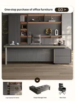 Ensemble de chaise de bureau de direction avec armoire latérale, mobilier de bureau moderne minimaliste, table de direction