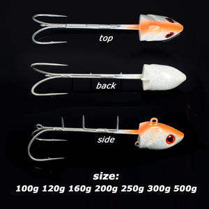 Nouveau produit <span class=keywords><strong>Tenya</strong></span> 100g-500g Tête de jig avec double hameçon Appât métallique lumineux pour la pêche en mer - Product Image 6