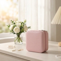 Boîte à bijoux de voyage compacte en cuir PU avec miroir, étui de rangement portable pour bagues, boucles d'oreilles, colliers, cadeaux
