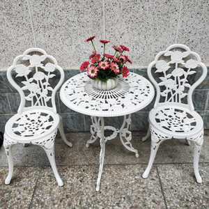 Muebles <span class=keywords><strong>de</strong></span> Jardín <span class=keywords><strong>de</strong></span> Aluminio Fundido con MOQ Bajo, Mesa Redonda Desmontable para Patio y 2 Sillas - Product Image 1