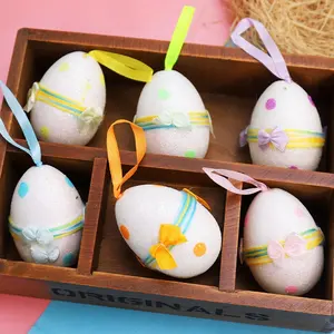 Neuankömmling Multi-Color Glitter Foam Mini-Eier Baum hängende Ornamente Oster dekorationen Ostern Schaum Ei