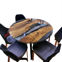 Table de salle à manger de luxe moderne en bois d'acacia et résine, design artistique, étanche, table basse pour salon, mariage, retraite