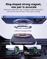   Support de chargeur de voiture sans fil certifié RGB avec éclairage, refroidissement par glace, fixation magnétique et puissance de sortie de 15W
