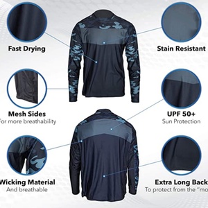 เสื้อตกปลาผ้าโพลีเอสเตอร์ผสมสแปนเด็กซ์ 100% แบบซับลิเมชั่น สีดำและลายพราง พร้อมกระเป๋า - Product Image 2