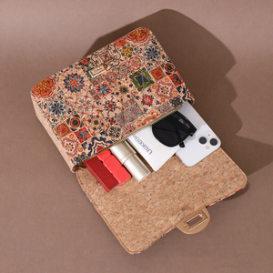 Bolso de Mano Peiquan Vintage con Cadena y Diseño de Patchwork, Bolso Cruzado Ecológico de Corcho para Mujer - Product Image 3