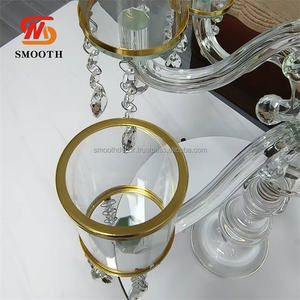 Centre de table de mariage élégant avec bordure dorée, porte-bougie en métal, design miroir, candélabre à 7 bras, rectangulaire, 130 cm - Product Image 6