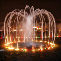 Fuente de Agua Danzante Redonda Pequeña de Acero Inoxidable para Jardín y Patio, con Música y Decoración para Exteriores