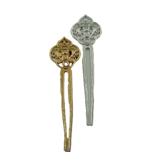 Épingle à cheveux en cuivre, corps de 128mm, style Ruyi, design de la dynastie Ming, plaqué or et argent, accessoire de bricolage qui conserve la couleur - Product Image 5