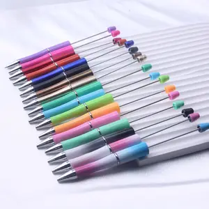 70 Colors Stock Bulk DIY Present Kids Students Office School Supplier Colorful Plastic Acrylic Beadable Ball Pen Bead Pens