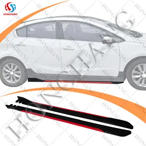 Honghang Factory Auto Parts Body Kits,Black Glossy+Red 220CM Universal Side Skirts Type L For All Car Model