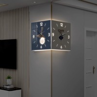 Offres Spéciales moderne Induction coin lumineux horloge murale carré salon décoration Simple Double face horloge murale