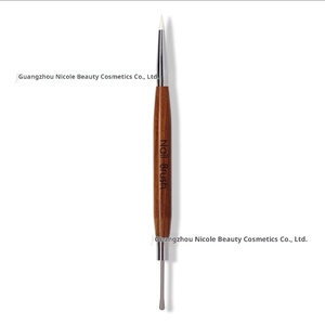 Stylo de sculpture pour nail art à double tête, pinceau en silicone souple avec manche en bois pour mélanger la colle et colorer - Product Image 1