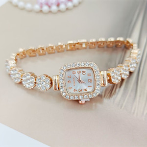 Reloj de pulsera de cuarzo con esfera cuadrada y diamantes de imitación para mujer, con correa de cristal, elegante reloj de regalo - Product Image 2