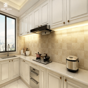 Meuble <span class=keywords><strong>de</strong></span> rangement mural supérieur sur mesure <span class=keywords><strong>pour</strong></span> cuisine complète, design minimaliste sans poignée, résistant à l'huile, finition grain <span class=keywords><strong>de</strong></span> bois, <span class=keywords><strong>pour</strong></span> maisons modernes - Product Image 5