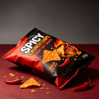 Sachet alimentaire PE thermoscellable imprimé sur mesure avec fenêtre transparente pour chips tortilla épicées
