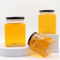 Toples madu persegi kosong, toples kaca Mason, toples kaca bening dengan tutup logam 280Ml 500Ml