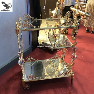 Bomacy Beauty Salon Furniture Royal <strong>Gold</strong> Special Design Working Salon Rolling <strong>Trolley</strong> - Product Image 3