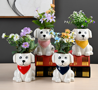 Pot de fleurs en céramique mignon Yisheng en forme de chiot avec trou de drainage, pour plantes d'intérieur et d'extérieur, herbes décoratives