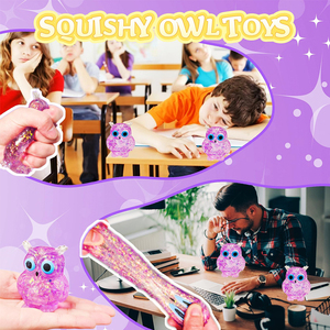 Purple TPR Owl <b>Squeeze</b> Toys Glitter Sensory Stress <b>Balls</b> Anxiety Relief Sugar Squishies <b>Balls</b> Hands Toys for Kids Adults - Product Image 4