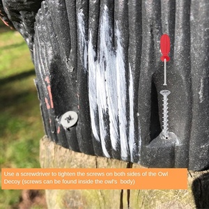 Señuelo de búho de plástico para exteriores, escultura de espantapájaros de aves con cabeza giratoria de 360 grados para Patio y jardín - Product Image 5