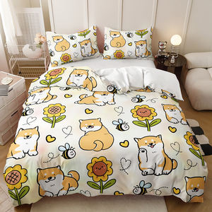 Set Copripiumino Stile Americano con Stampa Digitale 3D di Girasoli e Cani, Microfibra 500TC per Bambini - Product Image 4