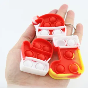 Otomat kapsül silikon Mini yılbaşı itme Pop noel anahtarlık Fidget baloncuk oyuncakları çocuklar için