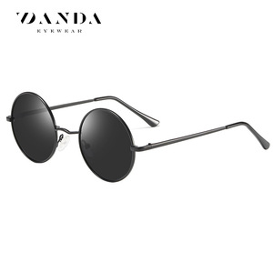Lunettes de soleil rondes Danda, monture noire, verres TAC, UV400, unisexe, tendance - Product Image 5