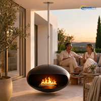 Cheminée bioéthanol suspendue moderne pour plafond, pour décoration intérieure et extérieure, foyer en métal