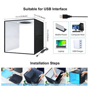 Mini Studio Fotografico Pieghevole 3200K-5500K con 5 Sfondi Colorati, Kit Tenda per Fotografia, Luce LED, Mini Stanza - Product Image 4