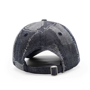 Logo Custom Plain Blank Washed Patchwork Denim Dad Cap Hats - Product Image 4