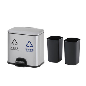 Thép không gỉ 60L kép ngăn rác có thể chân đạp bin với 2 chất thải Thùng nhà bếp tái chế bin - Product Image 5