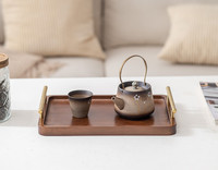 Plateau à thé en bois avec poignée, design moderne, capacité 2-3L, fonction de rangement, accessoires pour table à thé Kung Fu, rectangulaire, individuel